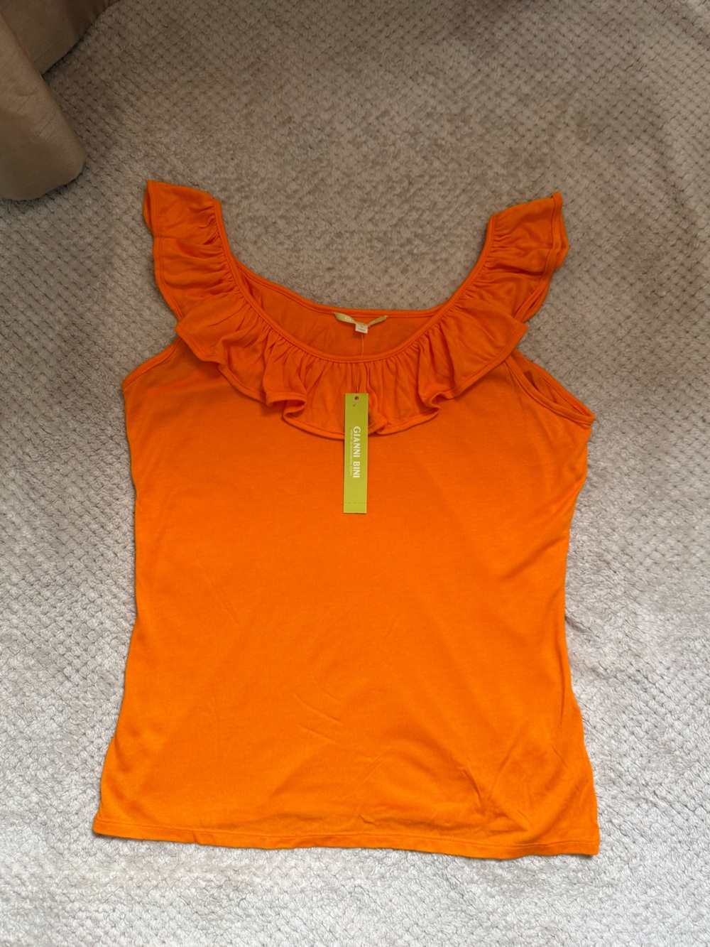 Gianni Bini Bright Orange Ruffle Tank Top